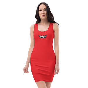Women's Scoop Neck Casual Graphic Dress - SPICY RED