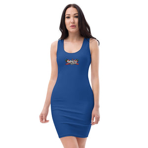 Women's Scoop Neck Casual Graphic Dress - SPICY DEEP BLUE