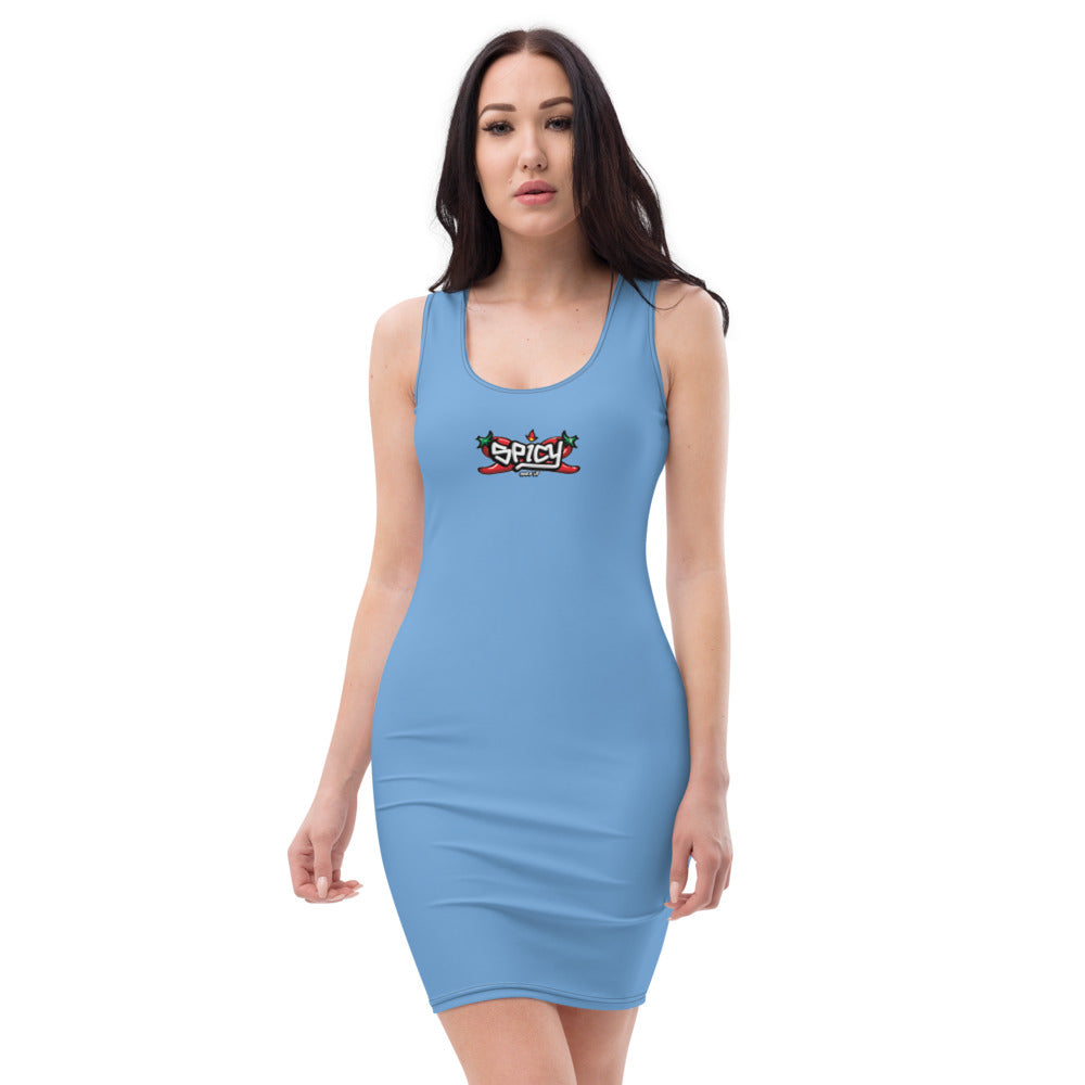 Women's Scoop Neck Casual Graphic Dress - SPICY BLUE