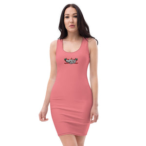 Women's Scoop Neck Casual Graphic Dress - SPICY PEACH