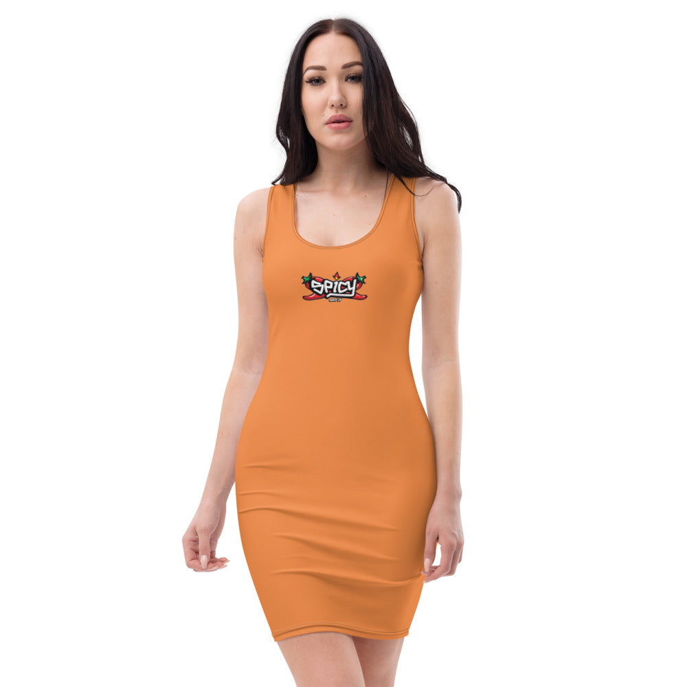 Women's Scoop Neck Casual Graphic Dress - SPICY ORANGE