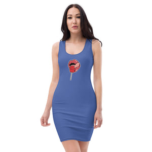 Women's Scoop Neck Casual Graphic Dress - LOLLIPOP BLUE