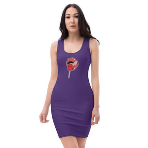 Women's Scoop Neck Casual Graphic Dress - LOLLIPOP PURPLE