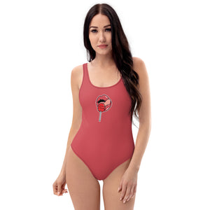Women's One Piece Swimsuits Bathing Suit Graphic Swimwear - LOLLIPOP PINK