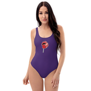 Women's One Piece Swimsuits Bathing Suit Graphic Swimwear - LOLLIPOP PURPLE