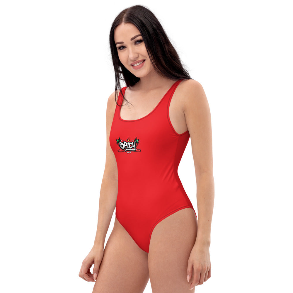 Women's One Piece Swimsuits Bathing Suit Graphic Swimwear - SPICY RED