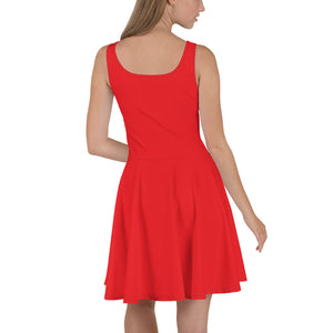 Women's Scoop Neck Casual Graphic Skater Dress - SPICY RED