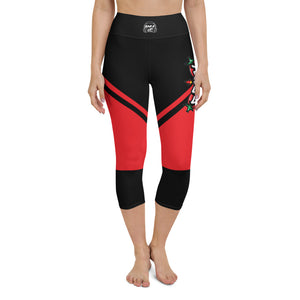 Womens Capri Leggings Casual Graphic Yoga Pants  -  SPICY RED
