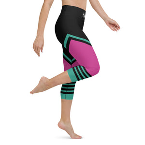Womens Capri Leggings Casual Graphic Yoga Pants  -  TAPE POP PINK