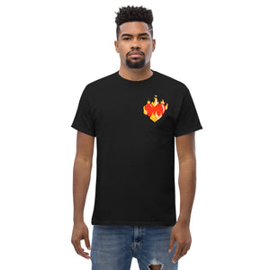 Men's Novelty T Shirts Graphic - Heart on Fire Front and Back