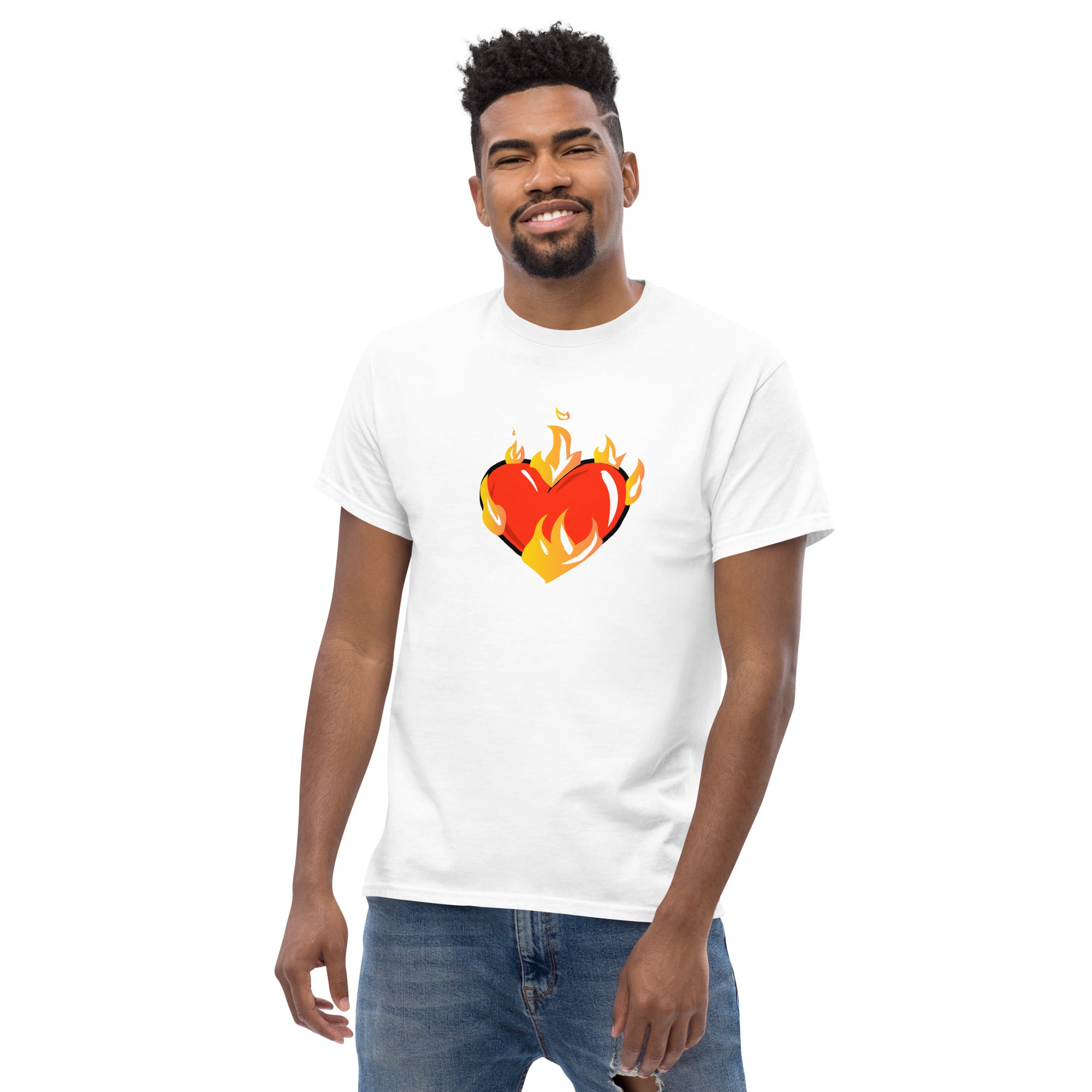 Men's Novelty T Shirts Graphic - Heart on Fire